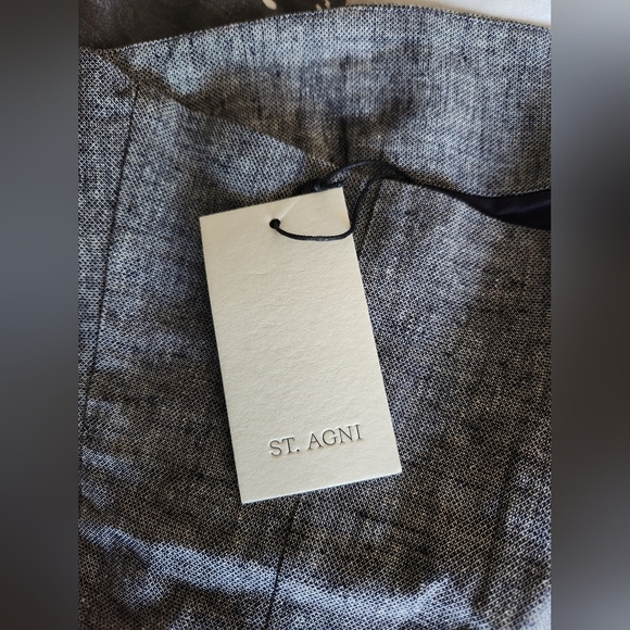 St. Agni Anna Mini Dress Navy Marle Organic Cotton Linen Blend Nwt Sz. S. - Picture 12 of 14